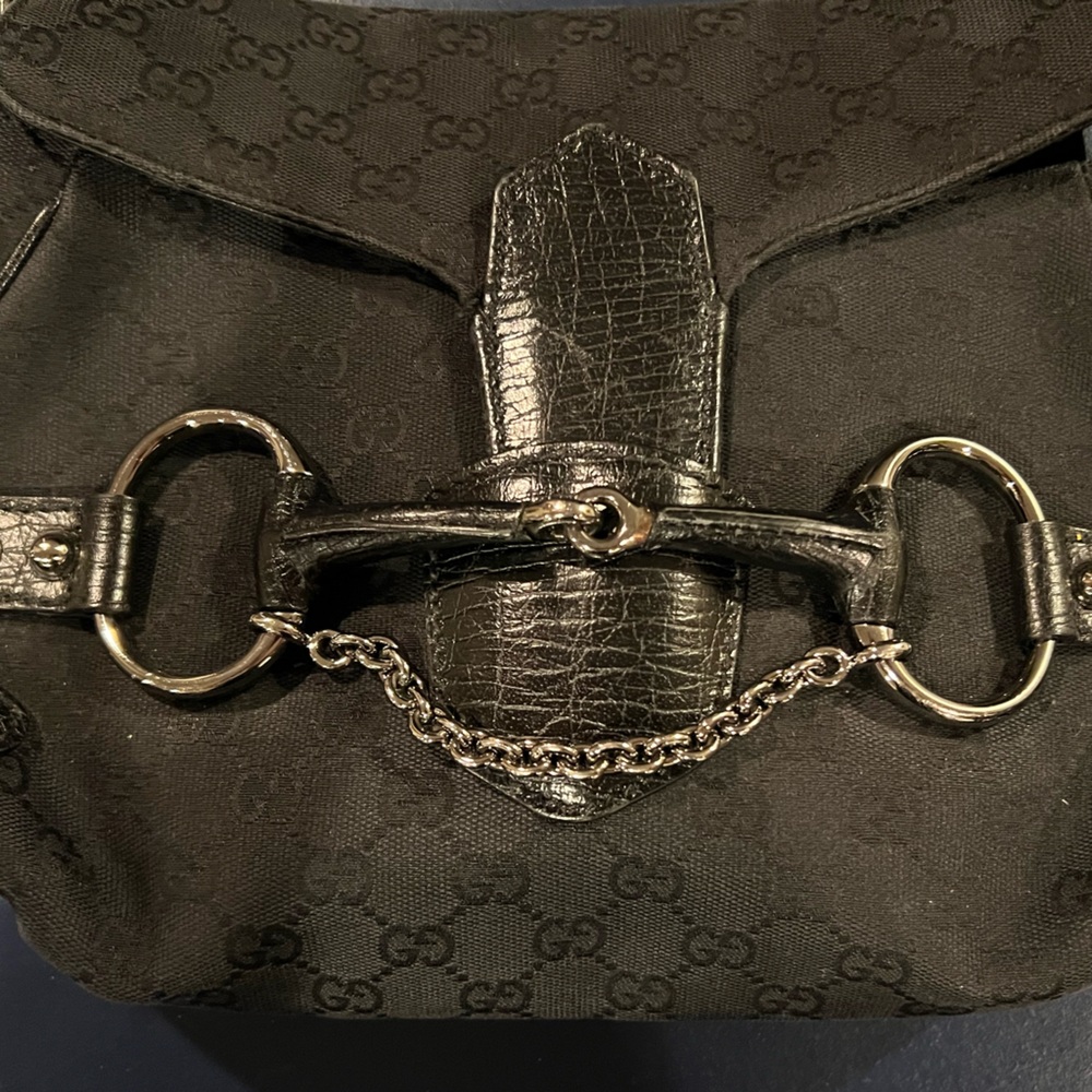 Gucci Black Classic Canvas GG Print Shoulder Bag - Picture 3 of 15